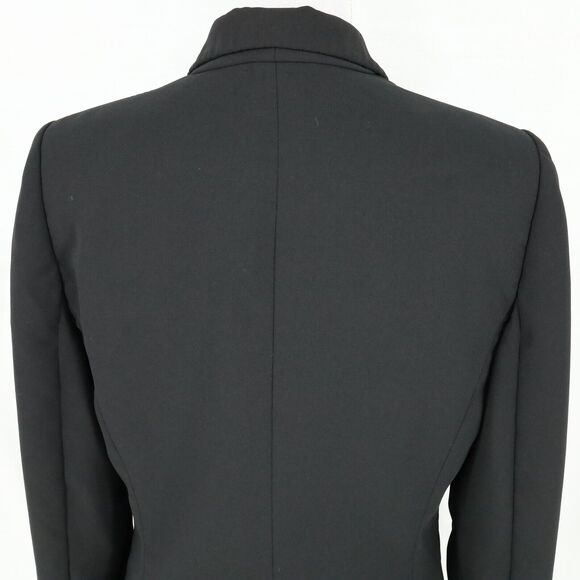 Le Suit Essentials Jacket Womens 10 Black Crepe Lined Blazer Gray Stitching - Picture 9 of 15
